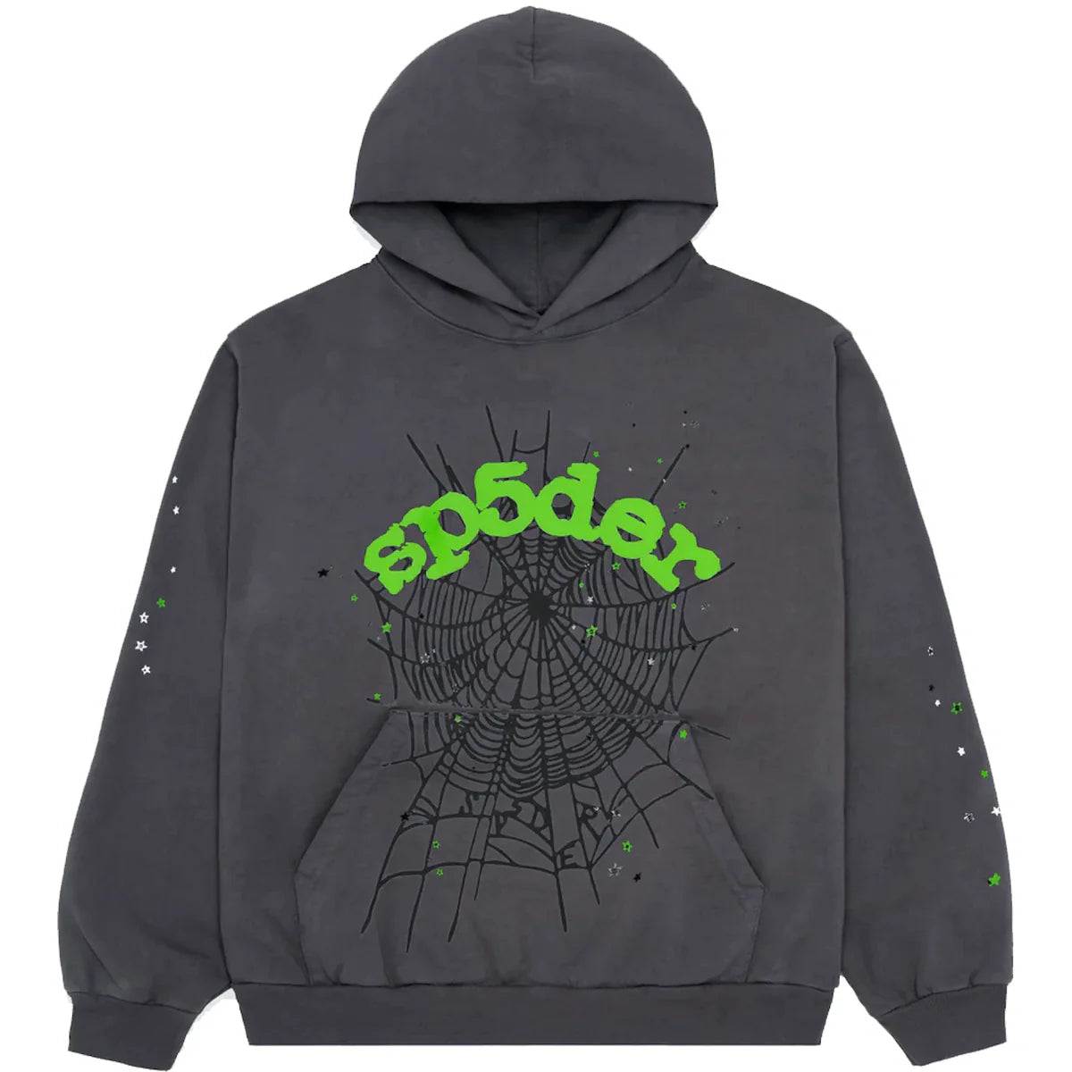 GREY n GREEN SP5DER HOODIE